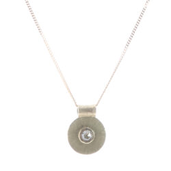 Rosecut diamond in yellow gold setting on rays gold disk was pendant on gold chain