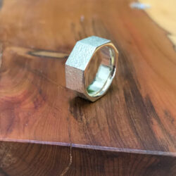 Hexagonal silver ring