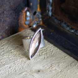 smoky quartz in silver on silver ring