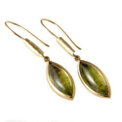 Green peridot earrings in gold