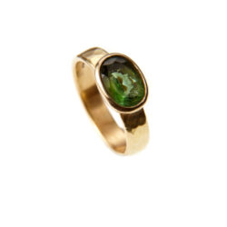 Mrs I remodel green tourmaline in gold setting on gold band