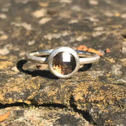 Smoky quartz set in silver on silver band