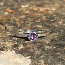 Stacking lavender amethyst set in silver on silver band