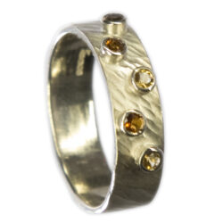 Five citrines set in rays silver band